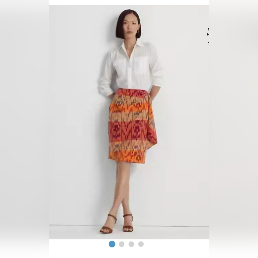Lauren Ralph Lauren Geometric Motif Cotton Wrap Skirt 12P